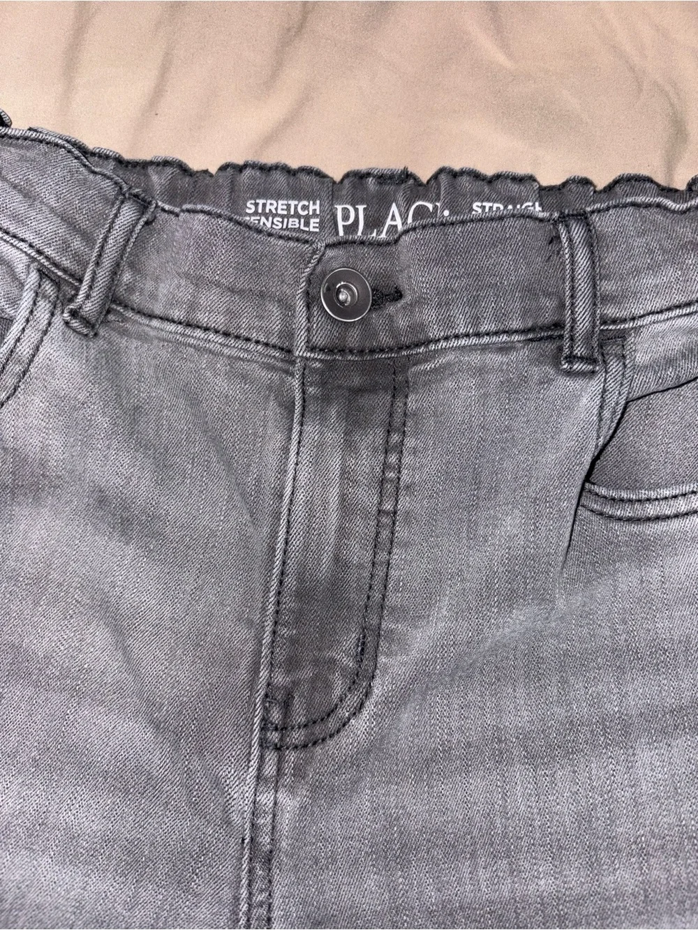 The Children’s Place Boys Gray Stretch Straight Adj Waist Jeans Size 14 EUC